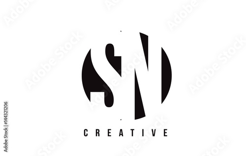 SN S N White Letter Logo Design with Circle Background.