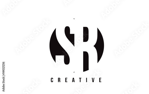 SR S R White Letter Logo Design with Circle Background.