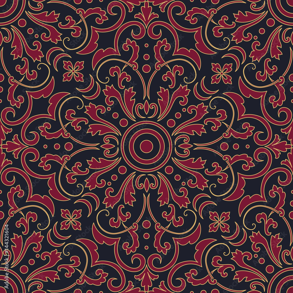 Vector floral seamless pattern element in Arabian style. Arabesque pattern. Eastern ethnic ornament. Elegant texture for backgrounds.