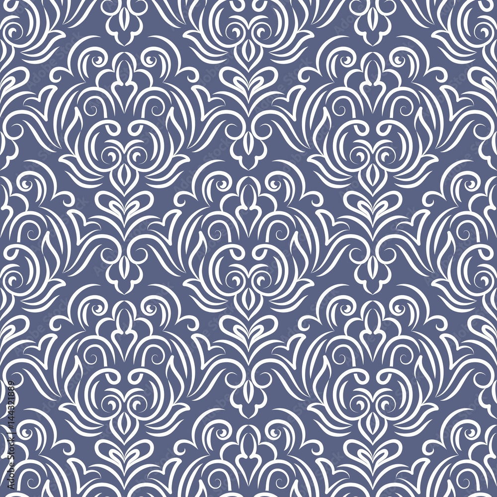 Vector damask seamless pattern background. Classical luxury old fashioned damask ornament, royal victorian seamless texture for wallpapers, textile, wrapping. Exquisite floral baroque template.