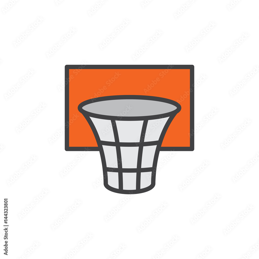 Basketball hoop filled outline line icon, line vector sign, linear colorful pictogram isolated on white. Symbol, logo illustration. Editable stroke. Pixel perfect Basketball hoop filled outline line icon, line vector sign, linear colorful pictogram isolated on white. Symbol, logo illustration. Editable stroke. Pixel perfect