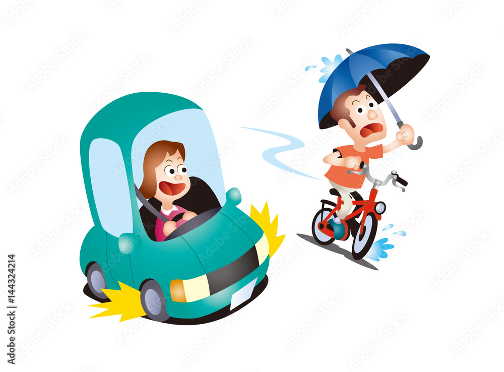 自転車の交通安全 自転車の傘さし運転 Stock イラスト Adobe Stock