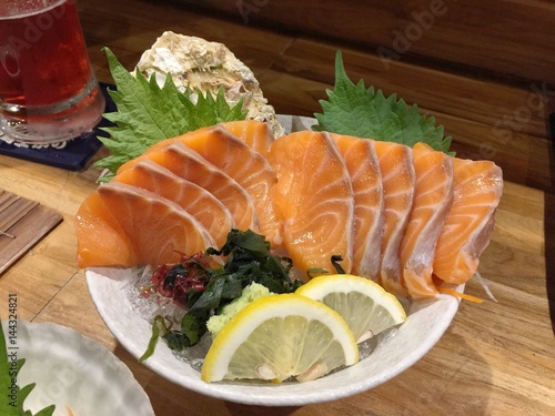 Fresh Salmon slide Japanese food