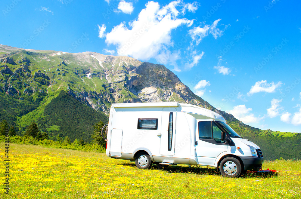 camper mountain summer trip