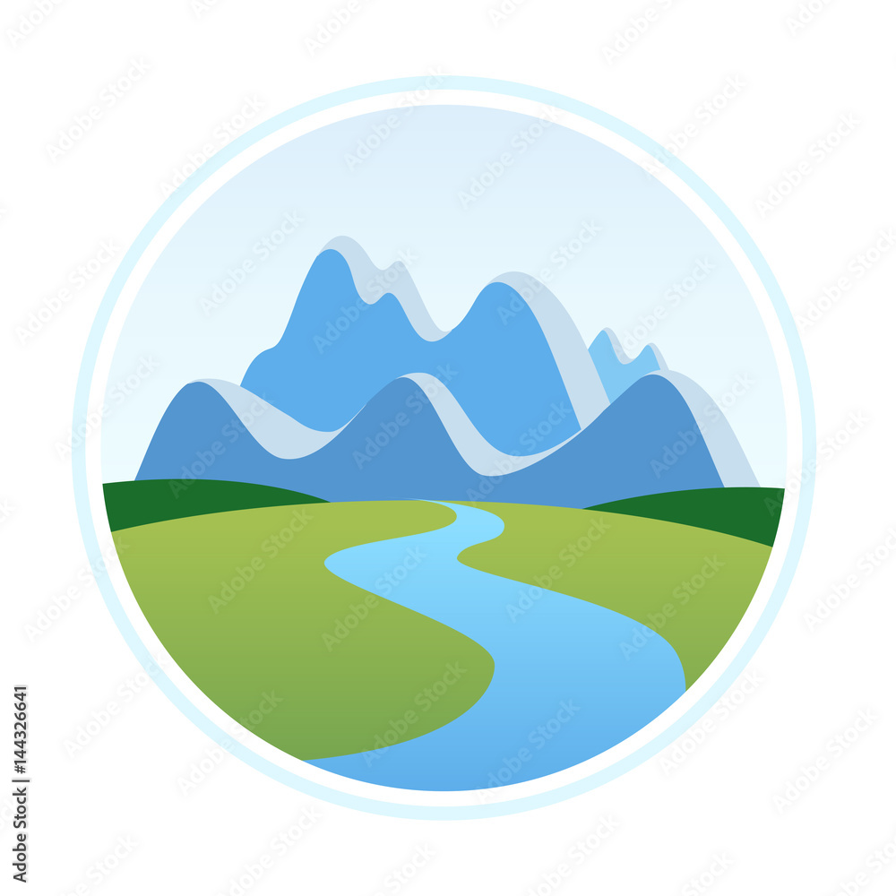 Illustration of Alps in Cartoon Style