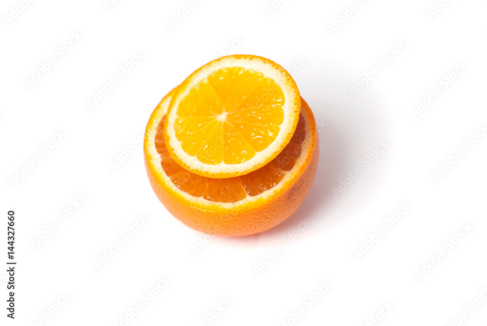 slice of Orange isolated on white background, slice of Orange isolated on white background,