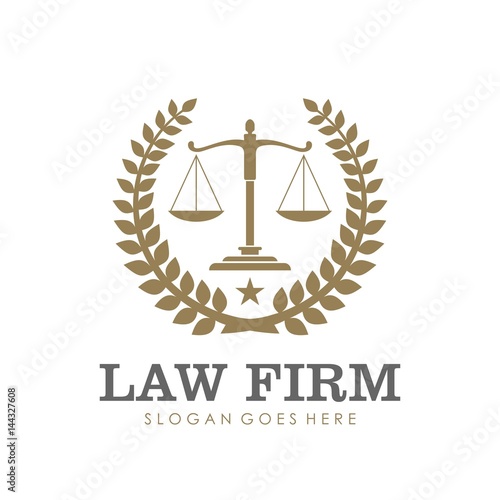 Law firm, attorney, lawyer service logo, template full vector