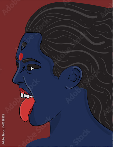 The Indian goddess Kali with blue skin eps 10 illustration