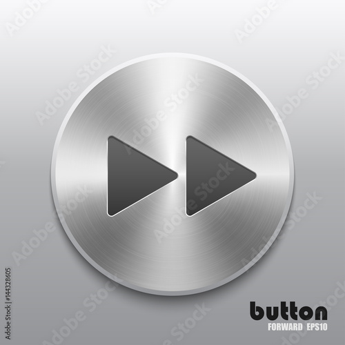 Round rewind forward button with metal brushed texture