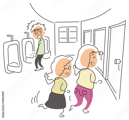 男子トイレにはいるおばちゃん