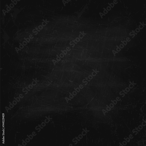 School scratched black board with traces of chalk. Realistic vector illustration.