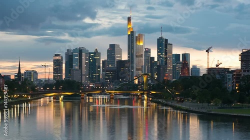 Zoomin timelapse of sunset in Frankfurt am main photo