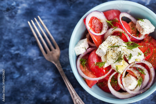 Fresh tomato, onion and feta salad