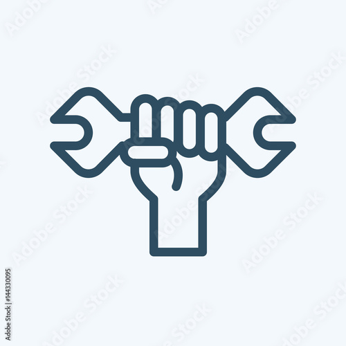 illustration or icon of Labor Day concept with man holding wrench