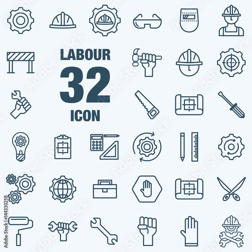 Outline web icons set - building, construction and home repair tools