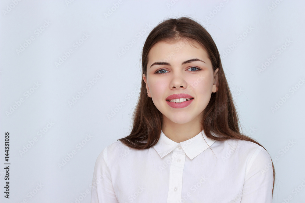 Portrait of smiling business woman, isolated on white background Portrait of smiling business woman, isolated on white background