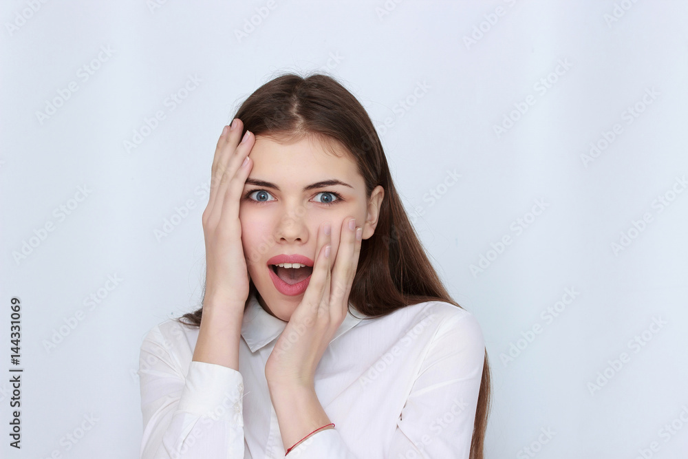 Portrait of smiling business woman, isolated on white background Portrait of smiling business woman, isolated on white background