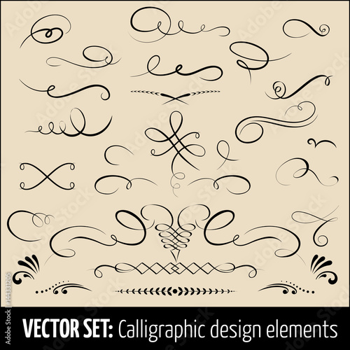 Vector set of calligraphic and page decoration design elements. Elegant elements for your design.