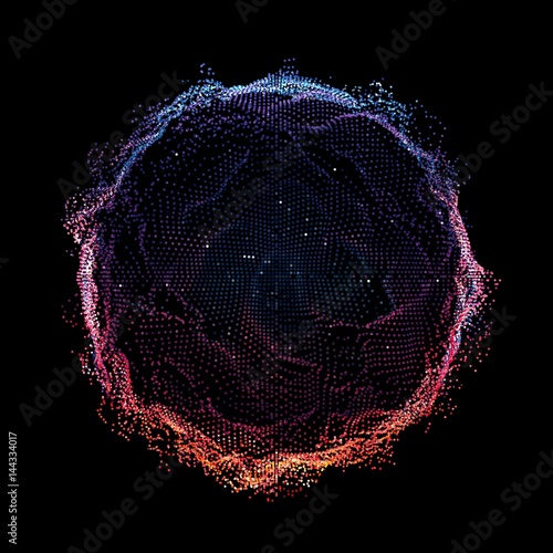 Abstract vector mesh background. Colorful point array. Ring of glowing points. Futuristic technology style. Elegant background for business presentations.
