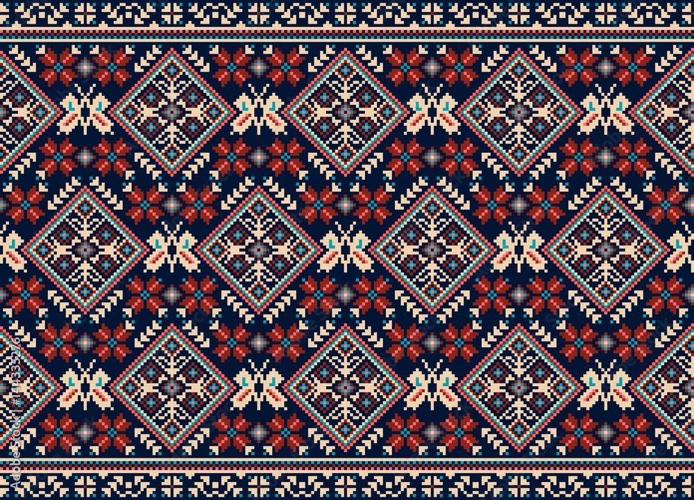 Vector illustration of Ukrainian folk seamless pattern ornament. Ethnic ornament. Border element. Traditional Ukrainian, Belarusian folk art knitted embroidery pattern - Vyshyvanka Vector illustration of Ukrainian folk seamless pattern ornament. Ethnic ornament. Border element. Traditional Ukrainian, Belarusian folk art knitted embroidery pattern - Vyshyvanka