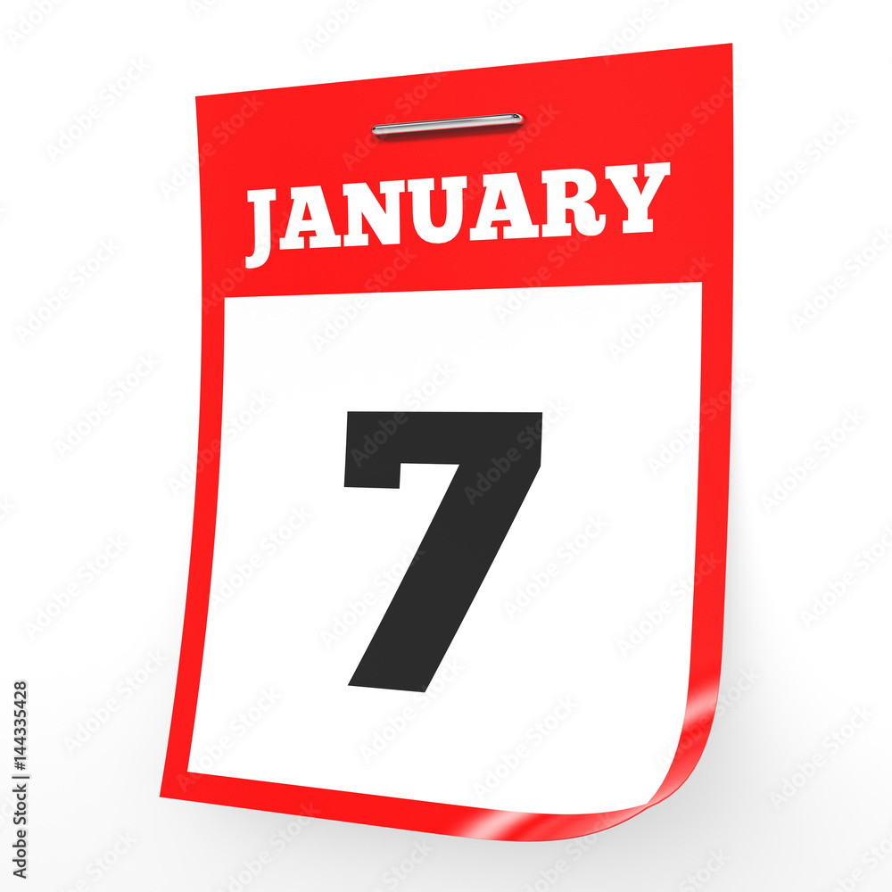 January 7. Calendar on white background. January 7. Calendar on white background.