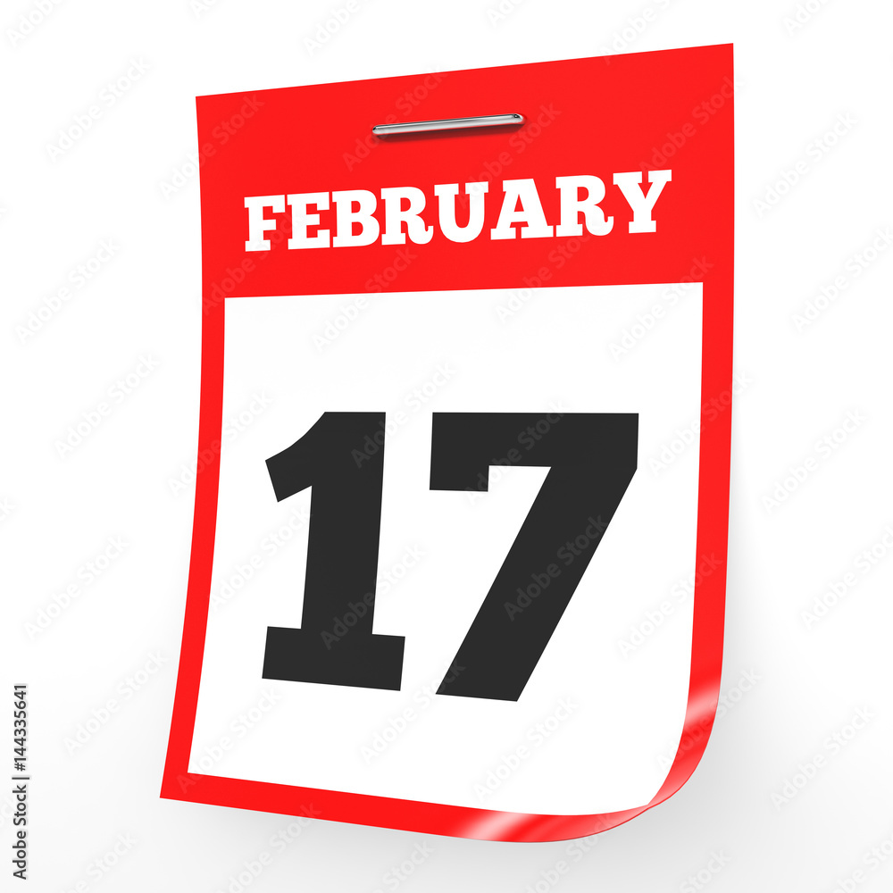 February 17. Calendar on white background. February 17. Calendar on white background.
