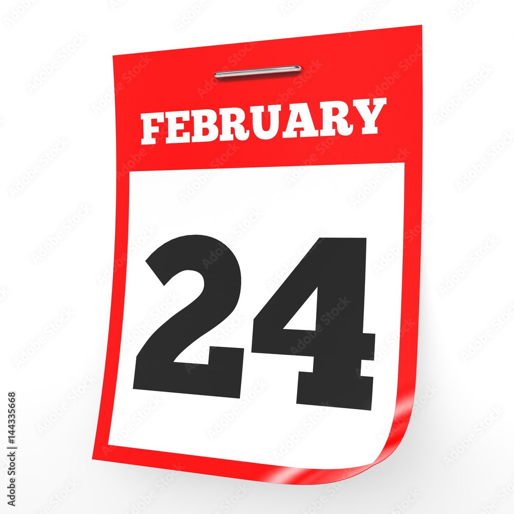 February 24. Calendar on white background. February 24. Calendar on white background.