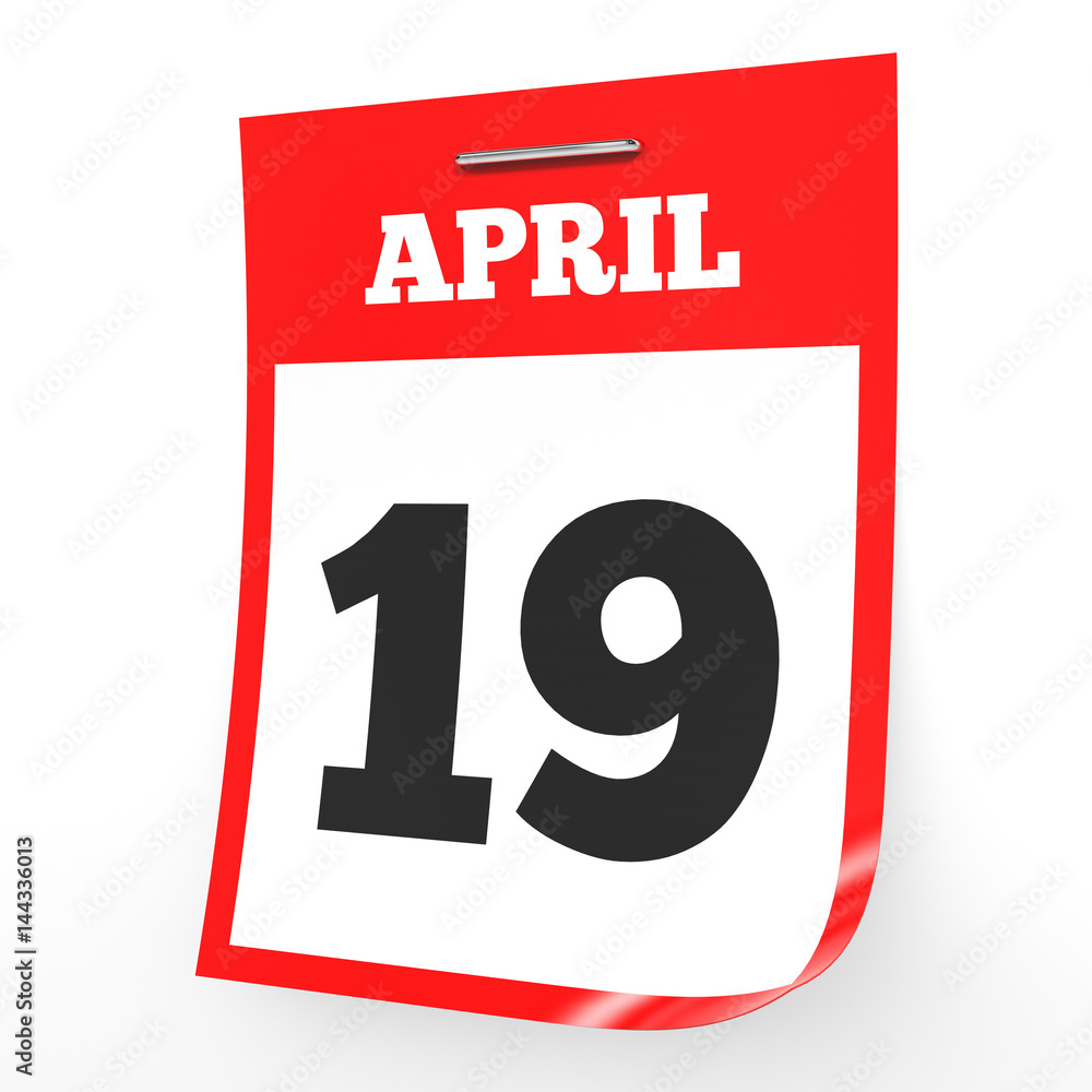 April 19. Calendar on white background. April 19. Calendar on white background.