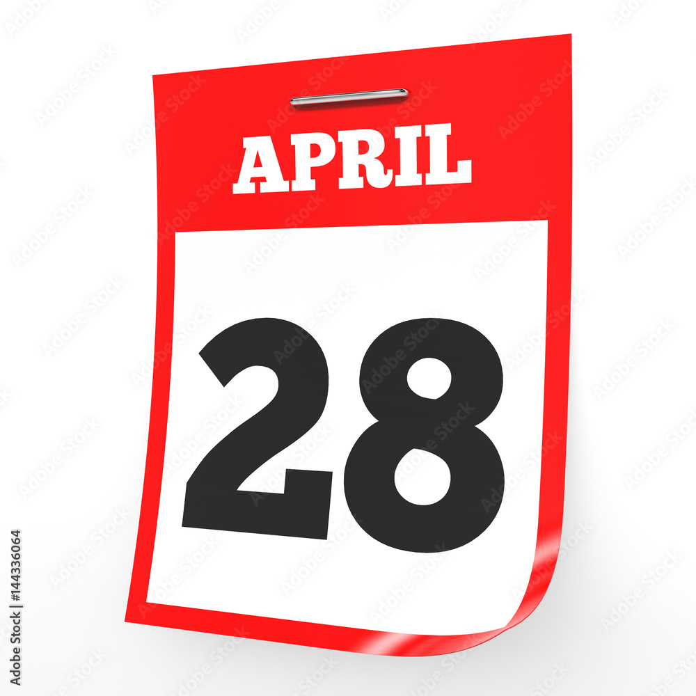 April 28. Calendar on white background. April 28. Calendar on white background.