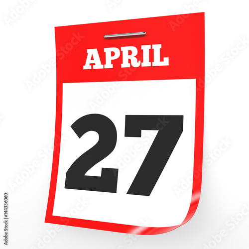 April 27. Calendar on white background.