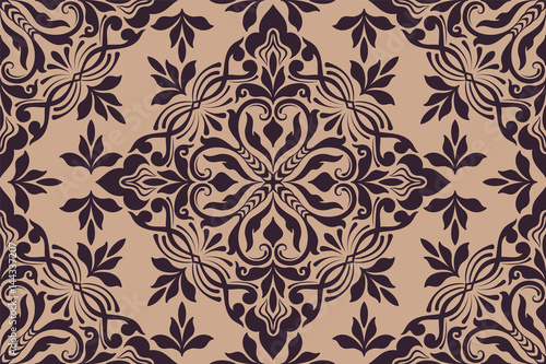 Vector floral seamless pattern element in Arabian style. Arabesque pattern. Eastern ethnic ornament. Elegant texture for backgrounds.