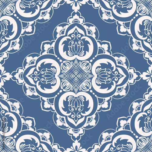 Vector floral seamless pattern element in Arabian style. Arabesque pattern. Eastern ethnic ornament. Elegant texture for backgrounds.