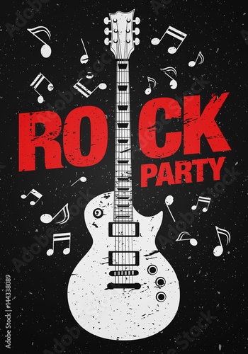 Plakat Wektor ilustracja muzyka koncert ulotki szablon z gitarą