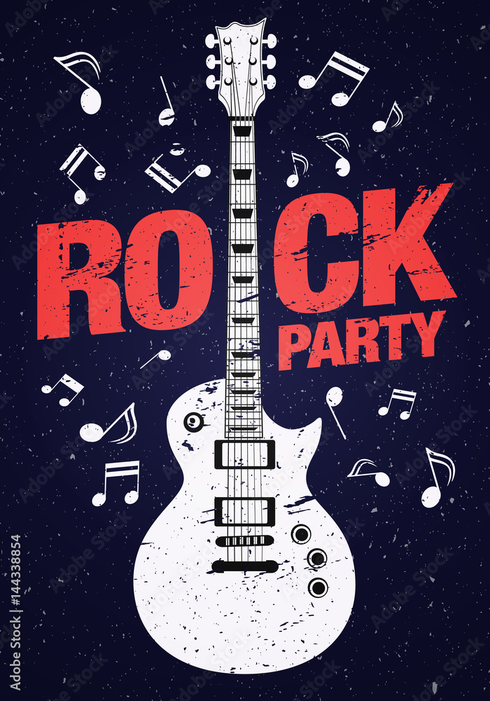 Fototapeta premium vector rock festival flyer design template with guitar