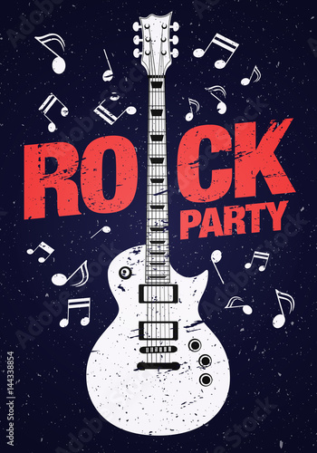 vector rock festival flyer design template with guitar