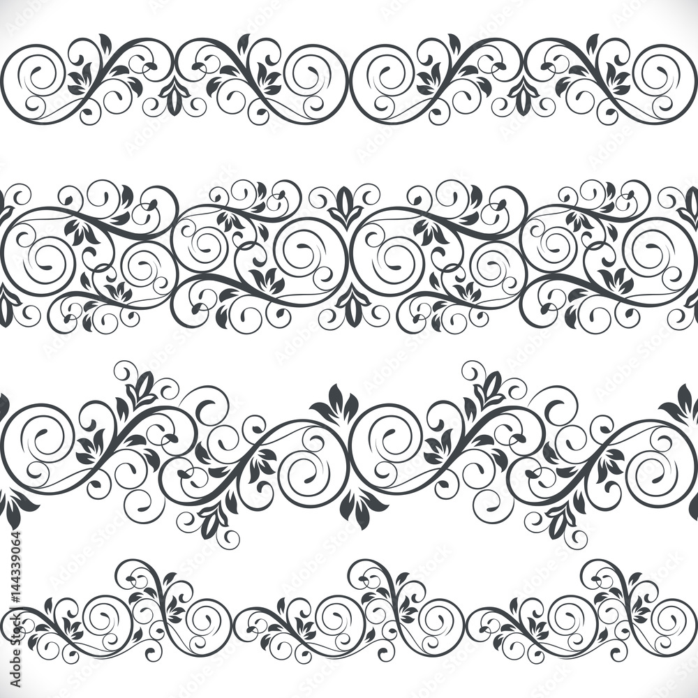 Seamless floral border template.