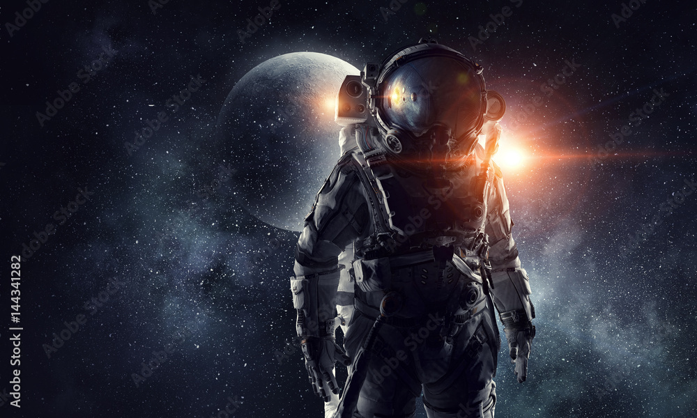 Astronaut in outer space. Mixed media . Mixed media Astronaut in outer space. Mixed media . Mixed media