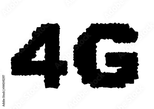  4g technology of mobile communication contour lettering vector