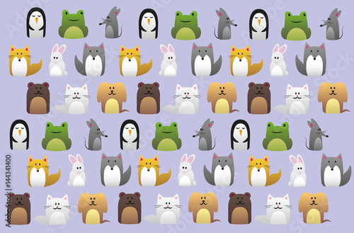 Cute cartoon vector pets and animals set for background or print