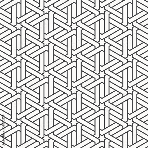 Vector pattern with interweaving of thin lines on hexagon shape. pattern is on swatches panel