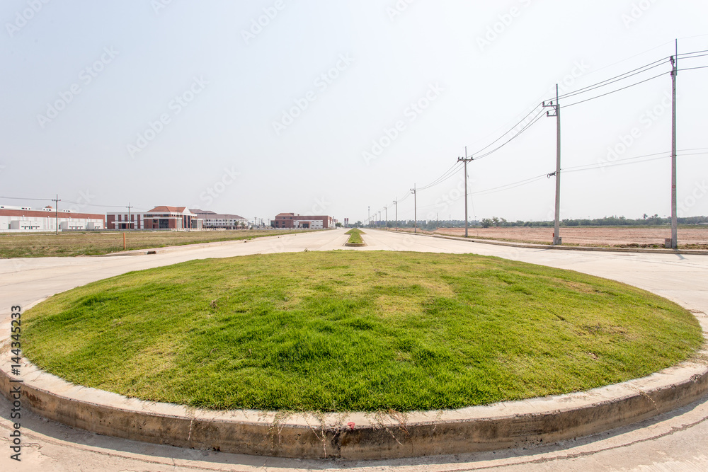 green grass circle and arrow with long road green grass circle and arrow with long road