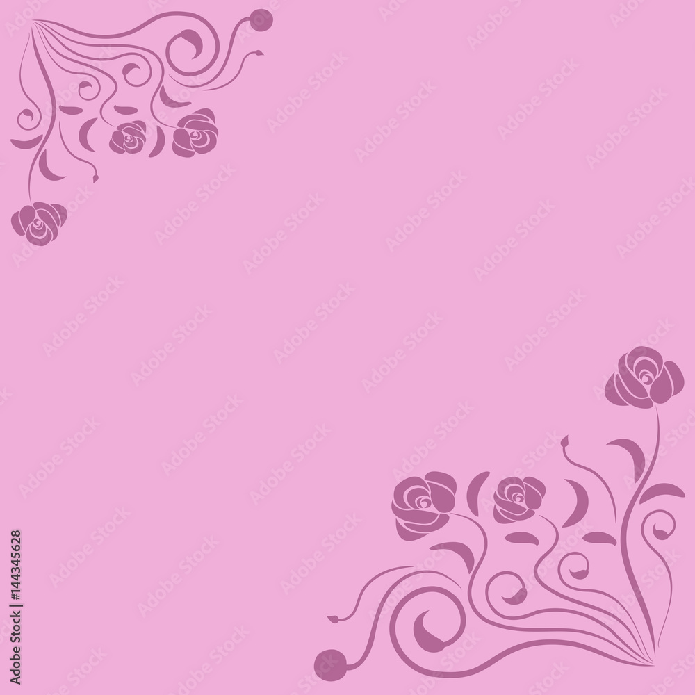 Rose flower corner ornament card design.