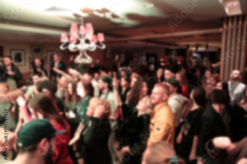 Wallpaper Mural Blurry night club dj party people enjoy of music dancing sound with colorful light. club night light dj party Ibiza club. With Smoke Machine and lights. Dark background. Torontodigital.ca