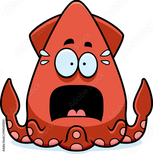 Scared Cartoon Squid