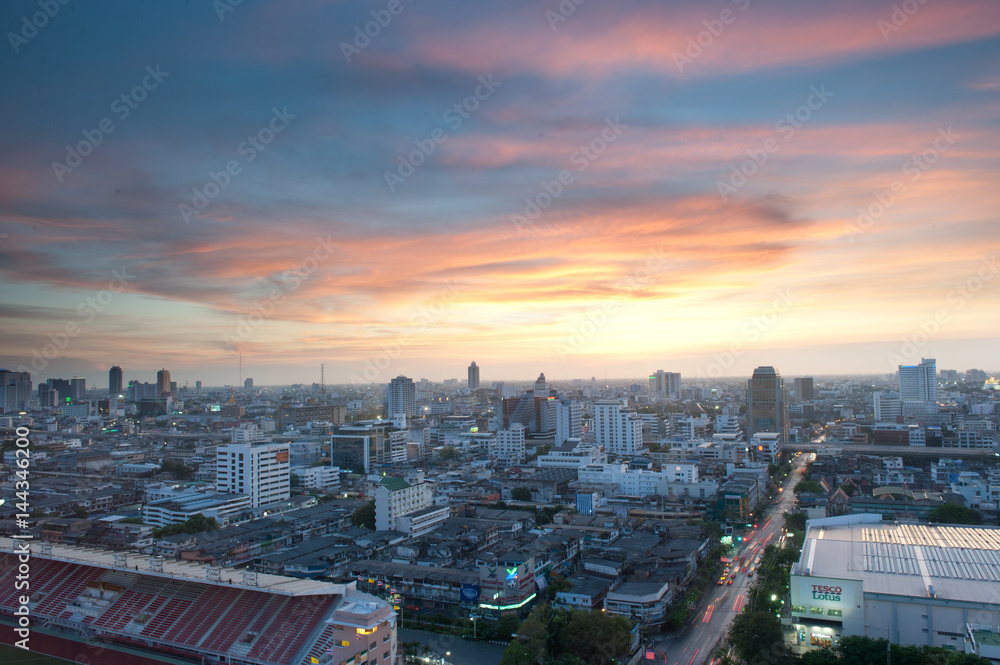 Bangkok Skyline Sonnenuntergang Wolkenkratzer Stadt