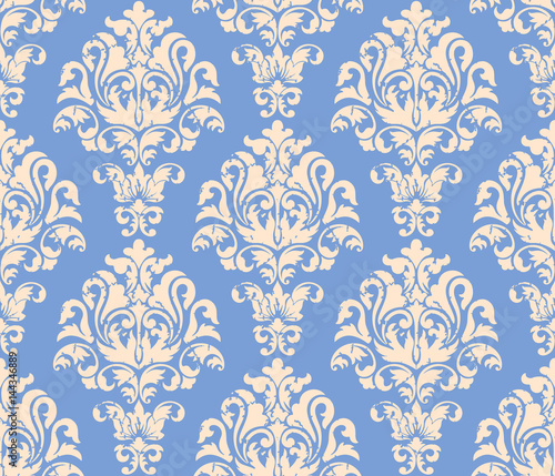 Vector damask seamless pattern background. Classical luxury old fashioned damask ornament, royal victorian seamless texture for wallpapers, textile, wrapping. Exquisite floral baroque template.