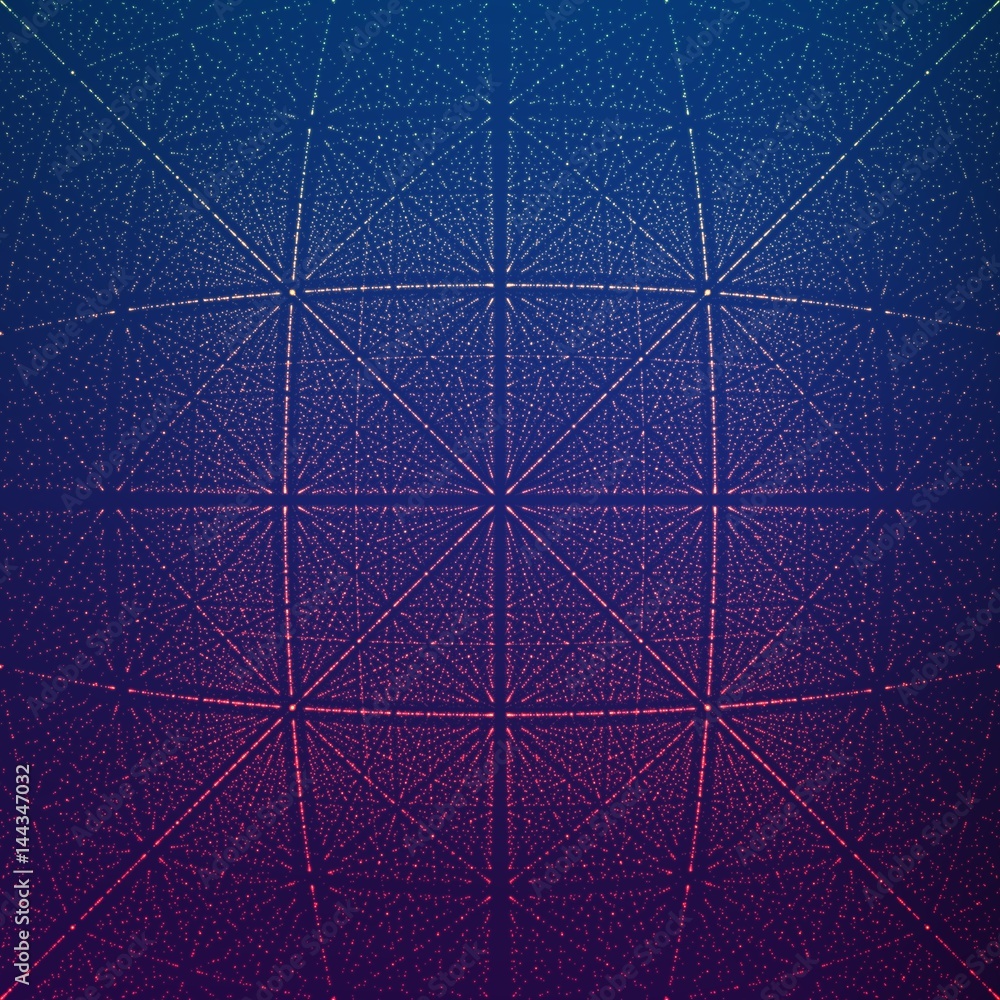 Vector infinite rhombic or square tunnel of shining flares on background. Glowing points form tunnel sectors. Abstract cyber colorful background for your designs. Elegant geometric wallpaper. Vector infinite rhombic or square tunnel of shining flares on background. Glowing points form tunnel sectors. Abstract cyber colorful background for your designs. Elegant geometric wallpaper.