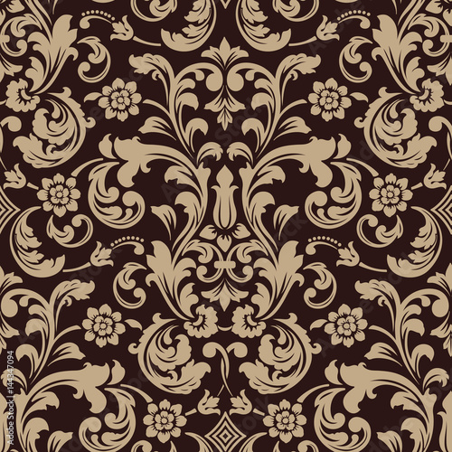 Vector damask seamless pattern element. Classical luxury old fashioned damask ornament, royal victorian seamless texture for wallpapers, textile, wrapping. Exquisite floral baroque template.