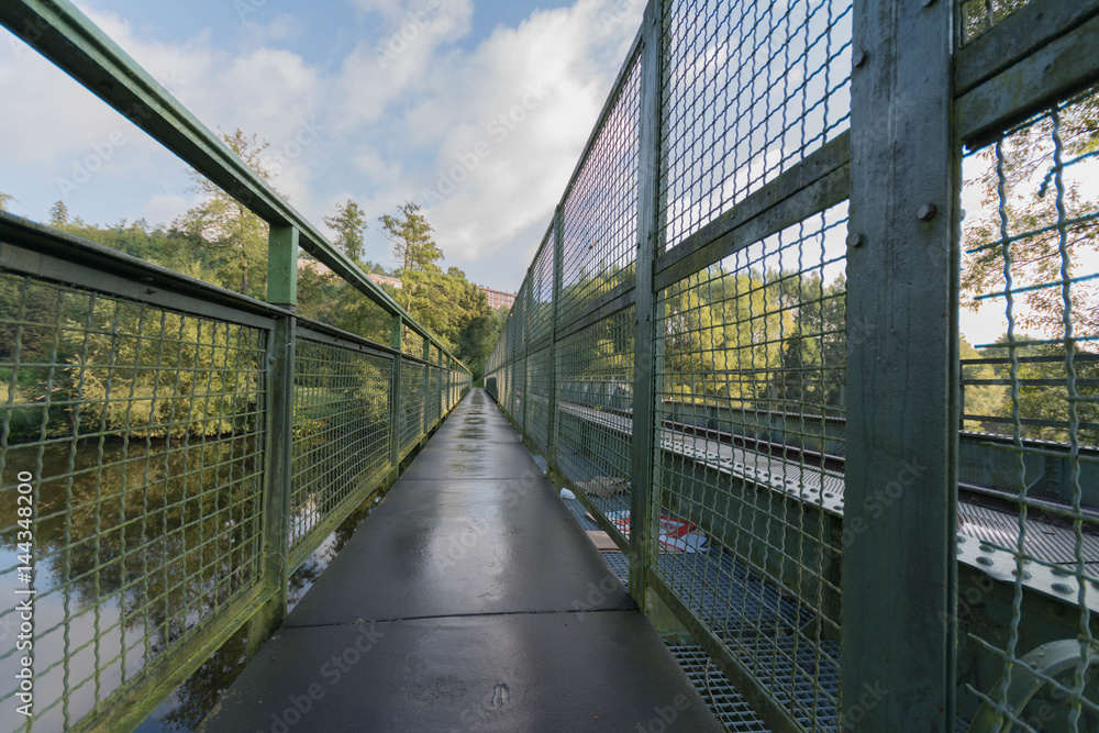 Fototapeta premium Fussgängersteg, Bahnbrücke