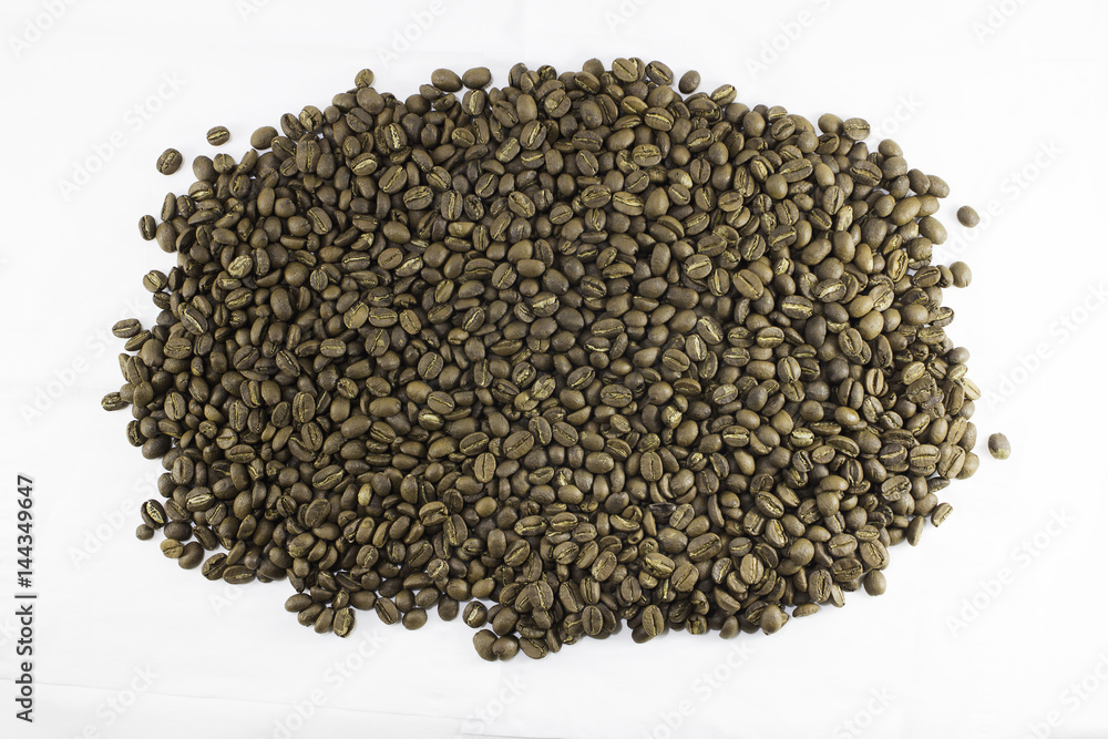 Roasted coffee beans on white background Roasted coffee beans on white background